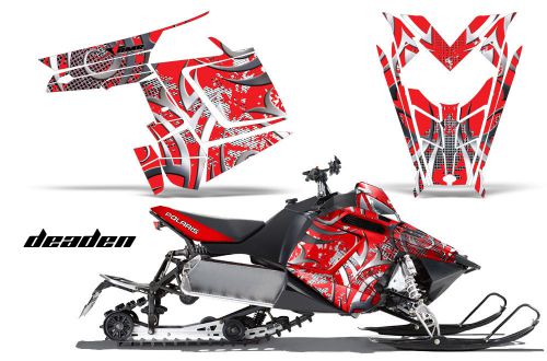 Amr racing polaris rush pro-rmk 600/800 snowmobile sled wrap decals deaden red