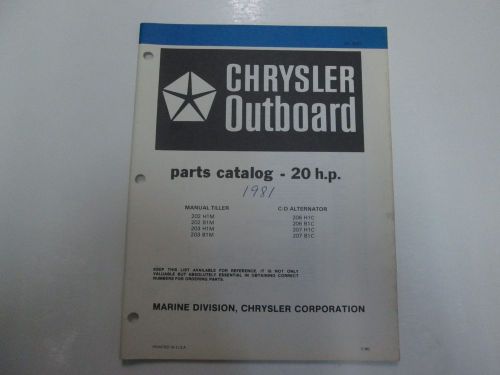 1981 chrysler outboard 20 hp parts catalog manual 202 203 206 207 h b 1m h1 b1 c