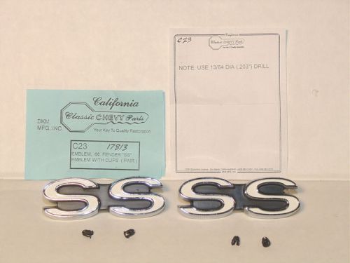 1968 camaro ss fender emblems or emblem pair with speed nuts show quality