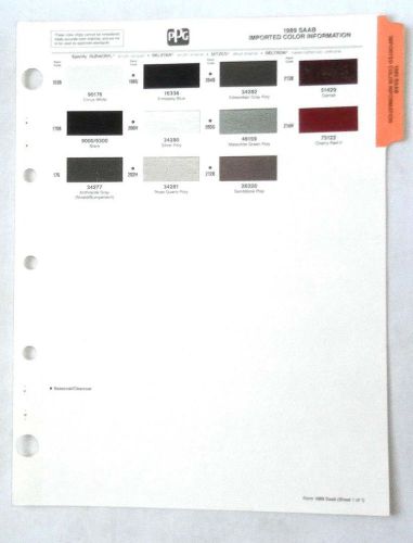 1989 saab ppg paint chip chart all models original