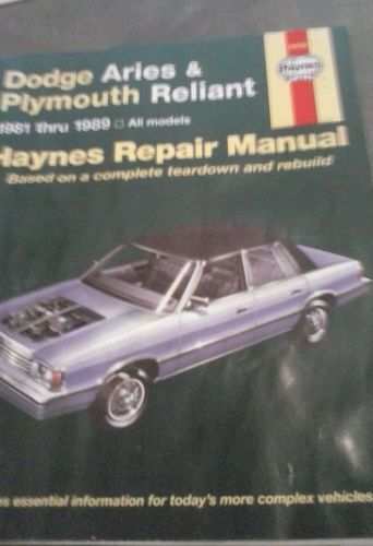 Haynes manual 81to 89 dodge aries and plymouth reliant