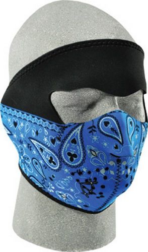 Zan headgear full face neoprene mask  blue paisley bandanna