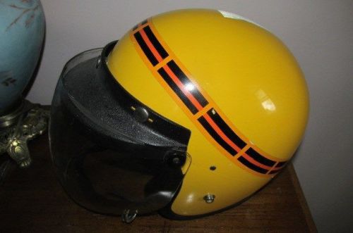Vintage yellow stripe helmet usa 1977 size 7 1/4 to 7 3/8&#034;