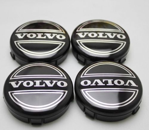 Volvo set of 4 black center wheel cover hub caps emblem rim badge