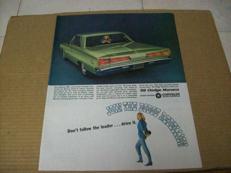 1966  dodge monaco 2 dr. ht  advertisement, vintage ad 