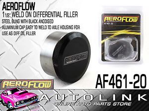 Aeroflow af461-20 1-1/2&#034; steel weld-on diff filler with black anodized alloy cap