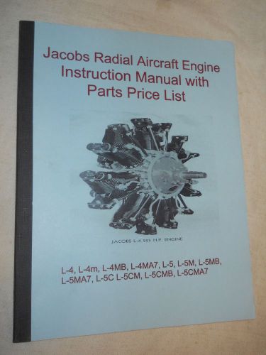 Jacobs radial aircraft engine instruction manual with parts price list (1938, pb