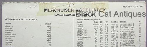 Original mercruiser model index - micro-card parts system chart june 1995