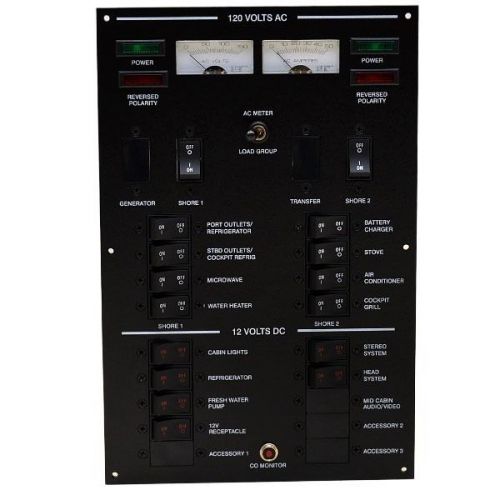 Sea ray 2080041 black 13 3/4 x 9 inch boat breaker switch panel