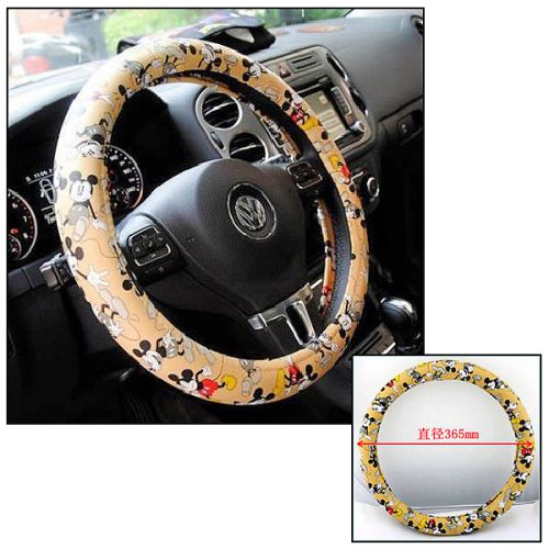 Car steering wheel cover flexible decoration / 365mm / mickey mouse yellow