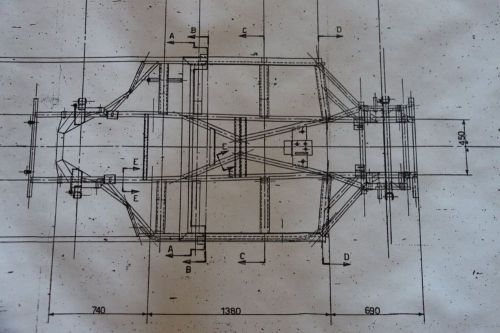 Vintage photocopy original ferrari 365gtb/4 factory blueprints 1968 telaio