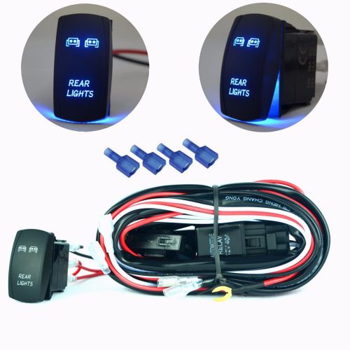 Mictuning universal blue led rear lights wiring harness on off rocker switch new