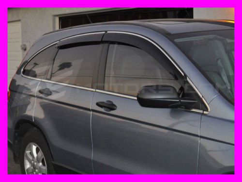 Oem cr-v clip-on sunshade chrome trim window visors honda crv 07 08 09 10 11