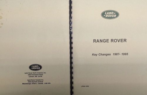 1987 - 1995 land rover na range rover key changes product dealer training guide