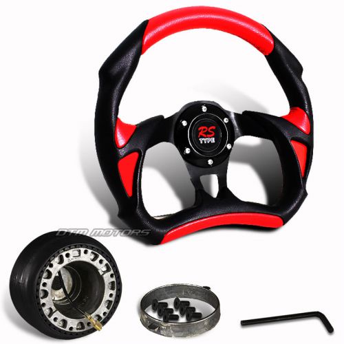 320mm black red pvc leather jdm racing steering wheel + hub for del sol integra