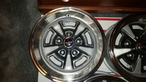 1967 gto firebird rally ii wheels restored trim rings, nos center caps lug nuts