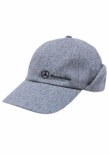 Oem genuine mercedes benz wool blend grey ear flap hat cap