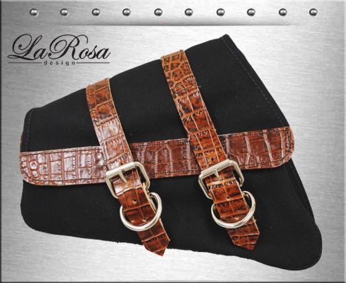 2004-2016 larosa black canvas gator leather trim harley sportster left saddlebag