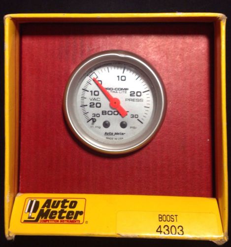 Autometer 4303 pro comp ultra lite boost/vac gauge 30psi made in usa