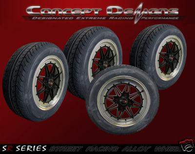 15" evoke c16 wheel rim tire package 4 lug glossblack  new