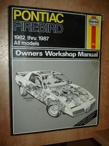 1982-1987 pontiac firebird shop manual service book haynes repair 86 85 84 83