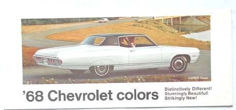 1968 chevrolet dealer colors selctor camaro corvette chevelle chevy ii caprice