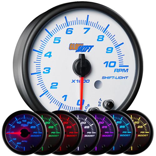 95mm white 7 color 3 3/4 in dash tachometer gauge w shift light - gs-w716