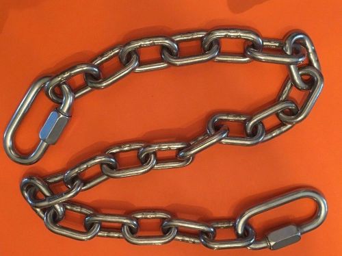 Stainless steel 316 g50 proof coil trailer safety chain 1/4&#034; x 24&#034; plus