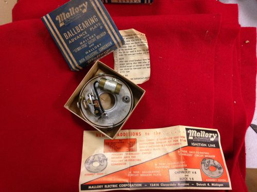 Nos mallory distributor breaker plate w/points 1955 56 buick chevrolet v8