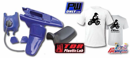 Pw50 pw 50 yamaha blue fender plastic kit, seat &amp; tank, free pw t shirt