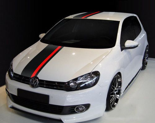 Car vinyl decals dual racing stripes hood roof rear for polo #1140