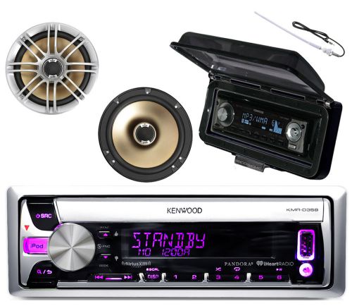 Kenwood ipod usb cd marine radio,2 silver polk 6.5&#034;speakers,antenna, radio cover