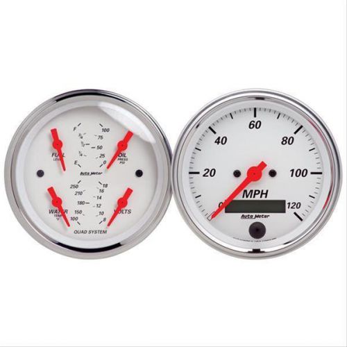 Autometer 1308 gauge kit arctic white speedometer water temp fuel level volt oil