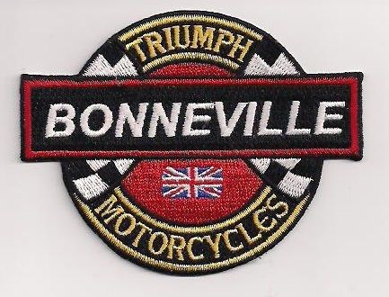 Triumph motorcycles bonneville round patch written in white on black