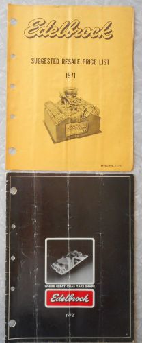 1972 edelbrock catalog &amp; 1971 price list manifolds for chrysler mopar hemis more