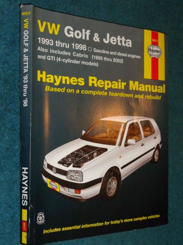 1993-1998 volkswagen golf / jetta shop manual / haynes service book 96 95 94+