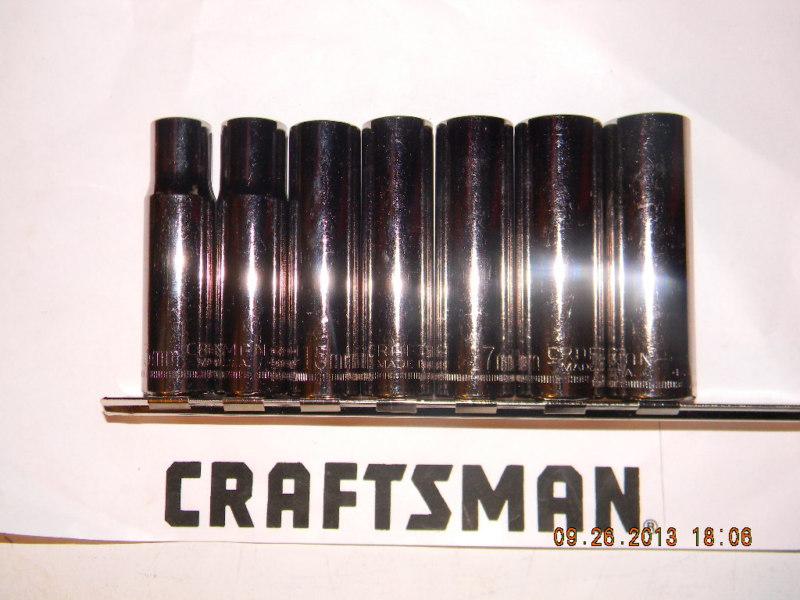 Craftsman 7pc 1/2" drive 12pt deepwell sockets set new usa made metric