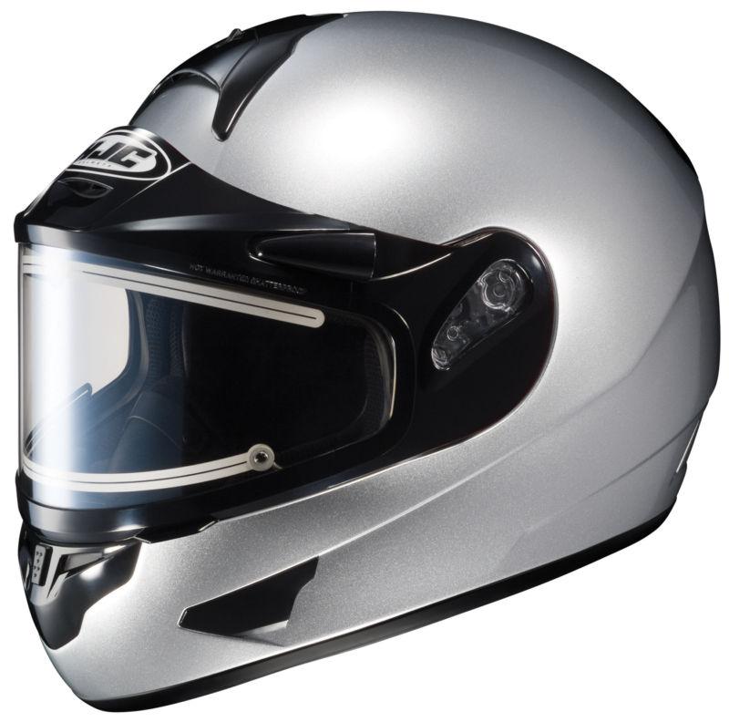Hjc cl-16 electric shield snowmobile snow helmet cr silver large