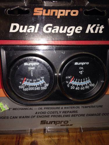 Dual gauge kit water/oil temperature and oil pressure 2" mechanical