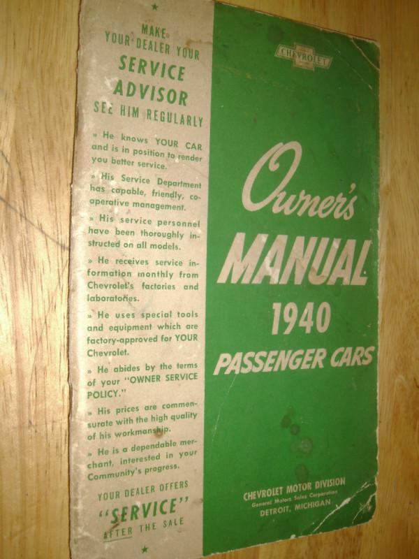 1940 chevrolet / car / owner's manual / nice original book 