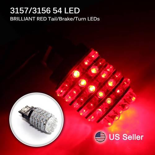 2x 3157 3156 54 led brilliant red brake/turn signal/tail light bulbs lamps