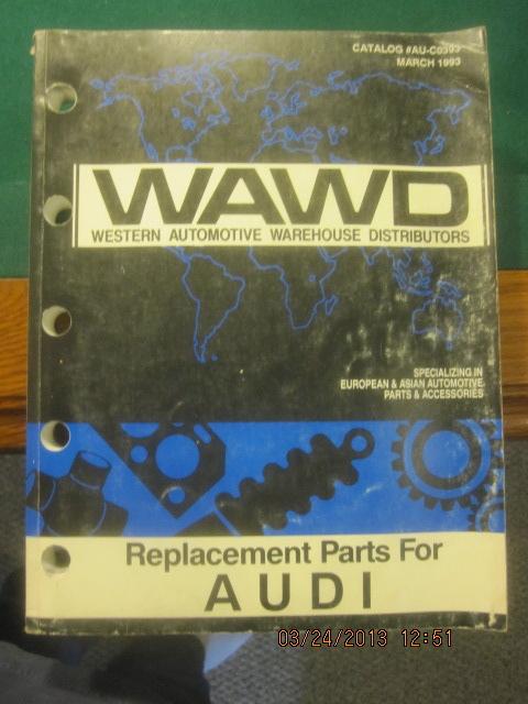 Wawd western automotive warehouse distributors parts catalog for audi 1993