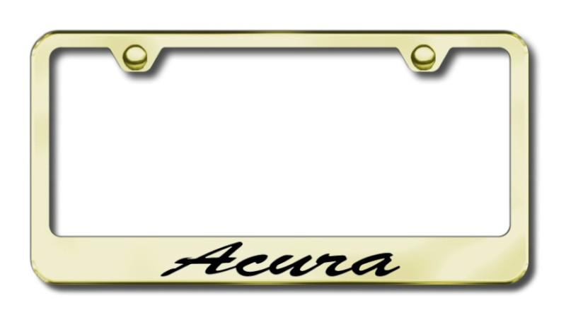 Acura script  engraved gold license plate frame made in usa genuine