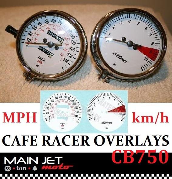 Honda cb750 cafe racer overlay gauge face decal applique dials clocks overlays