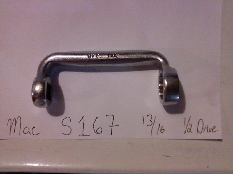 Mac specialty wrench socket, rare, s-167, 13/16,  1/2" drive, mac tools 