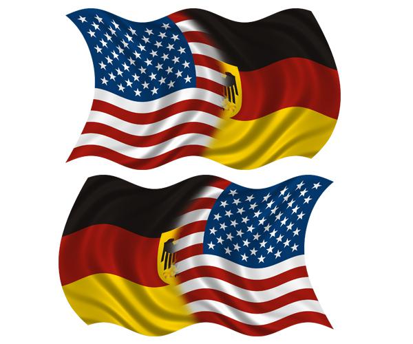 American german waving flag decal set 4"x2.4" usa germany vinyl car sticker u5ab
