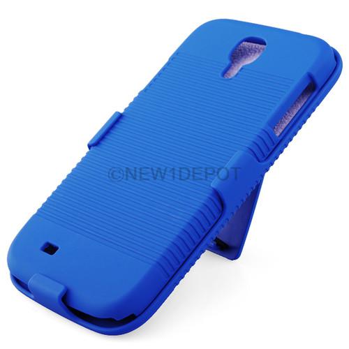 Blue slide phone case cover w/ swivel belt clip universal for samsung galaxy s4