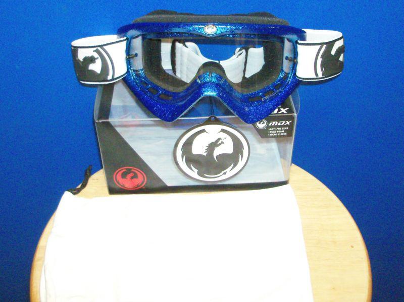 Dragon mdx hog wild blue motorcycle dirt bike goggles clear lens