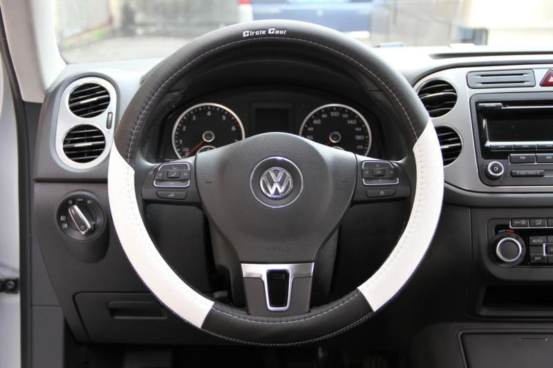Black + white leather steering wheel cover 58014g 14"-15" for lexus gmc is250