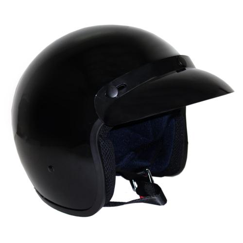 New dot 3/4 open face street helmet motorcycle scooter glossy black medium